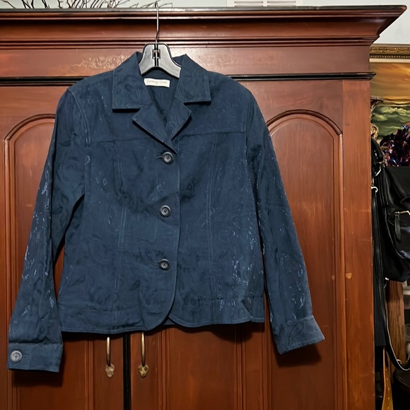 Coldwater Creek Paisley Blue Button Down Blazer Size Medium - Picture 1 of 12